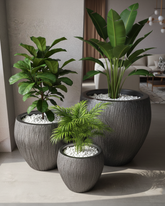 Textured Charcoal Finish Planter Set (3 pcs)